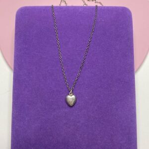 💛 Antique Sterling Silver Puffy Mini Heart Necklace